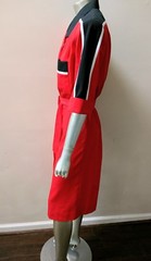 RETRO VINTAGE COLOR BLOCK BELTED BUTTON DOWN MINIMALIST BOHO MIDI SHIFT DRESS 12