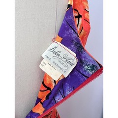 Dela-Ann Creation Maxi Dress Orange Green Purple Leaf Print Vintage 100% Acetate
