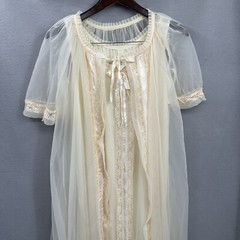Vintage Tosca Lingerie Peignoir Nightgown Womens Small Boudoir Set Sissy Chiffon