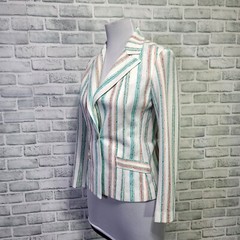 Vintage 70s Alex Garay Double Knit Trevira Polyester Striped Jacket Disco
