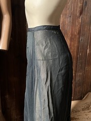 Antique As is Mesh Skirt Net Sheer Heavy Button Slip Long Pleat Cutter Petticoat