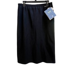 $376 GEIGER Boiled Wool Black Pencil Skirt | 42 EU (12 US) | New! Vintage!