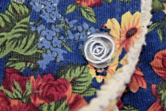 Vintage Floral Rose Shirt Impact Size S/M 70s Red Blue Yellow Green Buttons Lace
