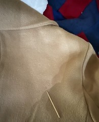 VTG Long Beige 100% Wool Coat “Michelle Stuart” Chest42” 3 Pocket 1 Button close