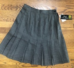 NWT Vintage LLOYD NEW YORK Black & White Pleated Check Skirt Size 6