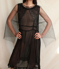 assuit vintage shawl dress cape skirt antique egyptian 1920s black metal