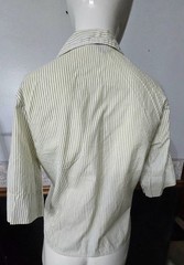 Vintage 1950s Smart Lady Striped Blouse – Green & White Pinstripe – Size 32 Bust