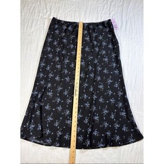 NWT Wild Fable Black Floral Midi Skirt Blue Ditsy Flower Elastic Waist XL New