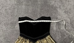 Jessica McClintock Vintage black velvet and gold two-piece dress with a bolero.