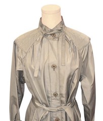 Vintage 80s London Fog Trench Coat Petite 12 Belted Raincoat USA Gray