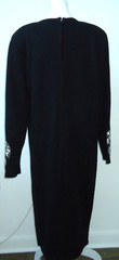 Vtg-80-90s Outlander Black Silver Leaves Beaded Sequins Sequined Sweater Dress-M