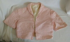 Antique Silk Lined Bed Jacket Pink Quilted & Embroidered Lingerie 28-29in chest