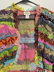 Vtg Sandy Starkman Wearable Art Colorful Beach Summer Women’s Blouse Size XS