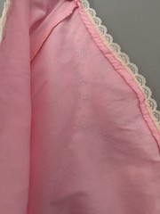 Vtg Square Dance Dress Co Size 8 White Lace Bodice, Pink Lace Skirt, Puff Sleeve