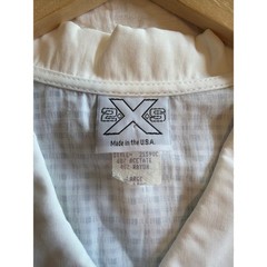 Vintage Blue White Plaid Button Up Blouse Camp Collar Short Sleeve Large USA
