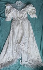 Vintage JCPenney Wedding Gown Dress Size 13/14 White Lace Beads Prairie Puff