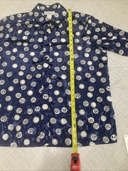 Vtg 80s Da-Rue Draper’s & Damon’s Navy Medallion Paisley Blouse Shirt 14P USA