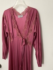 Vintage Lily Of France Pink Nylon Maxi Nightgown Size S Made In USA