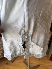 Vintage Chemise Nightgown Dress Pale Blue Satin Feel Lace V Neck Small/Medium