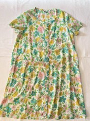 Vintage 60s 70s Floral House Coat Dress Snap Front Montgomery Ward Retro Lounge