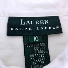 Lauren Ralph Lauren Vtg White Cotton Crest Shirt Size 10 Nautical Anchor EUC