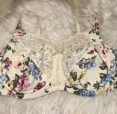 Vintage Vtg Vanity Fair 75-455 Cotton Lace Underwire Bra Floral Womens 40C Ivory