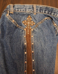 Vintage Lawman Highrise Jeans – Suede Leather Studs – No Pockets – 27×33