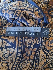 LOT 2 Vintage 1990s Dress Silk Linda Allard Ellen Tracy XS/S Serbin Horn Print