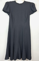 Vintage Virgo II Midi Dress Womens 8 Black Polka Dot Union Label 80s Office Read