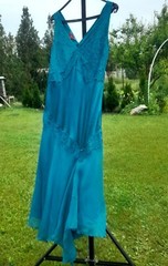 Vintage turquoise dress made of natural silk Monsoon, UK14