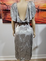 Blake Adams Vintage Evening Glam Gray Women’s Dress Fits S CHECK MEASURES #7