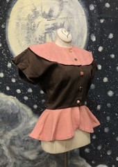 Vintage 40s Handmade Neapolitan Color Block Blazer Blouse