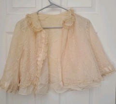 1940s Odette Barsa Vintage Bed Jacket Pink Full Lace Lined 19″ Pit to Pit