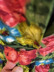 NWOT Vintage 50s Multi Floral Cotton FULL Dress JEUNESSE Pockets BELT M L SPRING