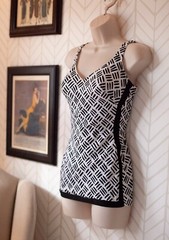 Vintage 1980s Women’s Size S/M Pinup Low Hip One Piece Swimsuit Rose Marie Reid
