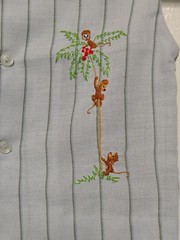 Infant Boy 60s/70s 2 Pc Striped Romper Set With Monkeys (Measurements In Photos)