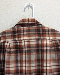VTG 70s Pendleton Board Shirt Womens Flannel Brown Plaid LS Button Up 16 Read!
