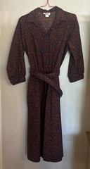 Breli Originals Vintage Paisley Belted Secretary Dress Blue and Red Size 10