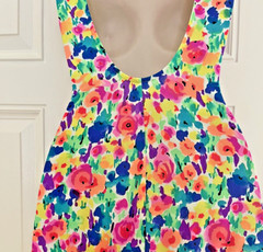 Vintage Gabar Floral Print 1 Piece Swimsuit Ruched Front Size 10 L made in USA
