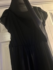 Vintage Lorac Original Black Layered Flowy Dress Size 14 1/2 Polyester