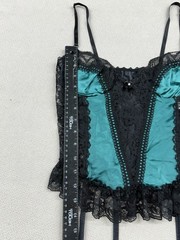 Vintage 90s Midnight Hour Lingerie Satin Lace Garter Tank Women Size Medium