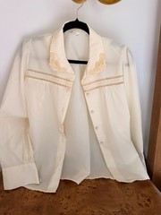 ivory vintage French blouse with lace detailing