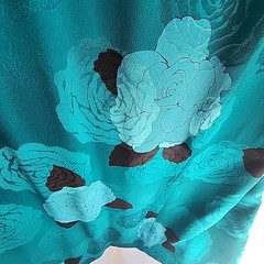 Vintage 80’s Silk Studio 100% Silk Dress Teal Blue & Black Size 8