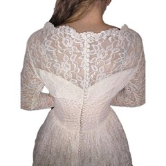 1950’s VTG Lace Tiered Wedding Gown Cupcake Tulle Wedding Dress ❤️ Sz 12 UNION