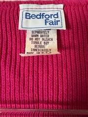 Vtg 80’s Bedford Fair L Hot Pink Scoop Neck Cropped Cardigan Sweater USA Made