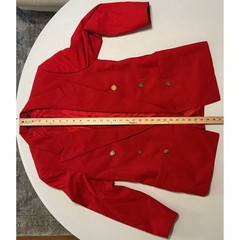 Burberrys Vintage Red Wool Skirt Suit Double Breasted Blazer Pleated Skirt Sz 6