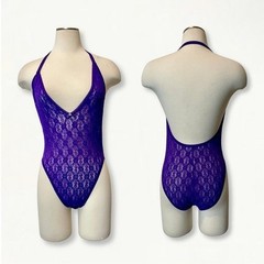 Vintage 1970s Frederick’s of Hollywood Purple Lace Lingerie Bodysuit Size Large