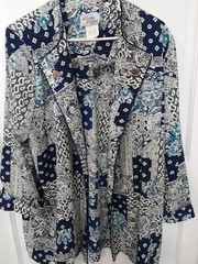 Vintage Lady Carol Patwork Lightweight Blazer Size 16 Polyester