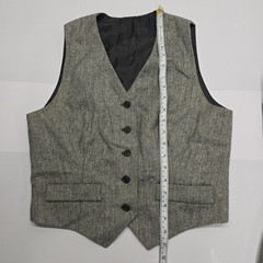 Vintage Herringbone Vest and Culottes Set Gray Black Tweed Academic 2 Piece Suit