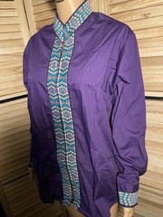 UTY Women’s Size S Purple Blouse Hippie Look Colorful Trim Zip VINTAGE 80’S NEW